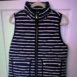 Navy and White Striped Kids Puffer Vest